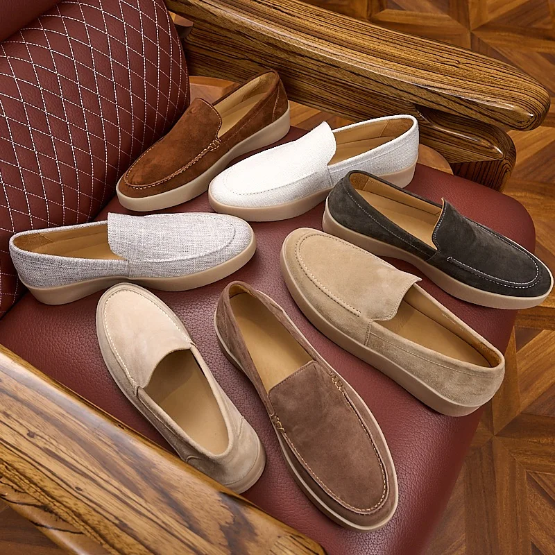 NewAutumn Business Casual Shoes for Men Platform Cow Suede Genuine Leather Shoes Male Fashion Breathable Lightweight Loafers Man