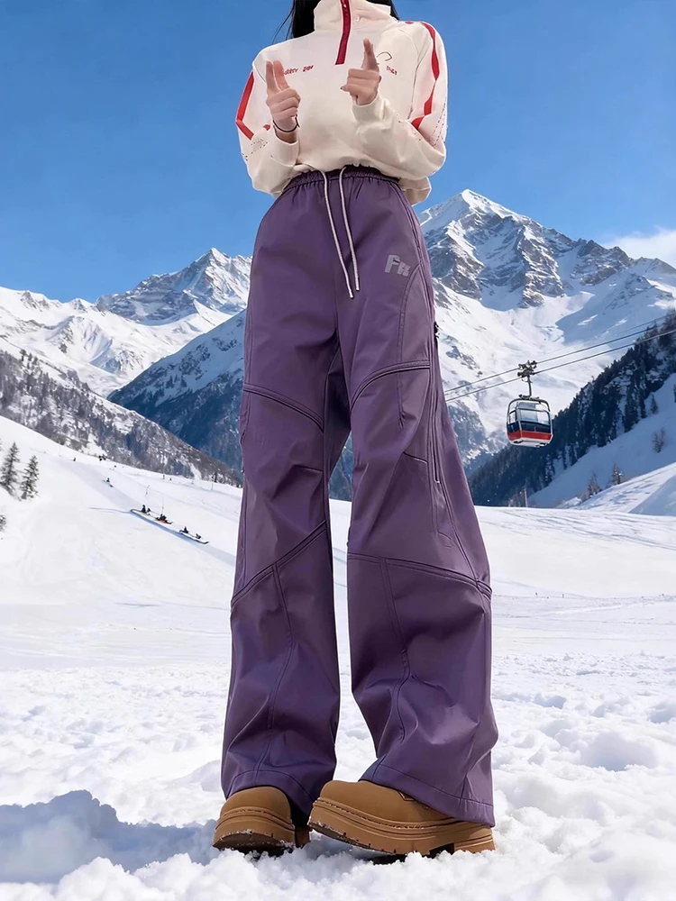 

Зимние лыжные брюки Thiened Fce, мужские водонепроницаемые ветрозащитные брюки для походов на открытом воздухе, морозостойкая рабочая одежда, брюки прямого кроя