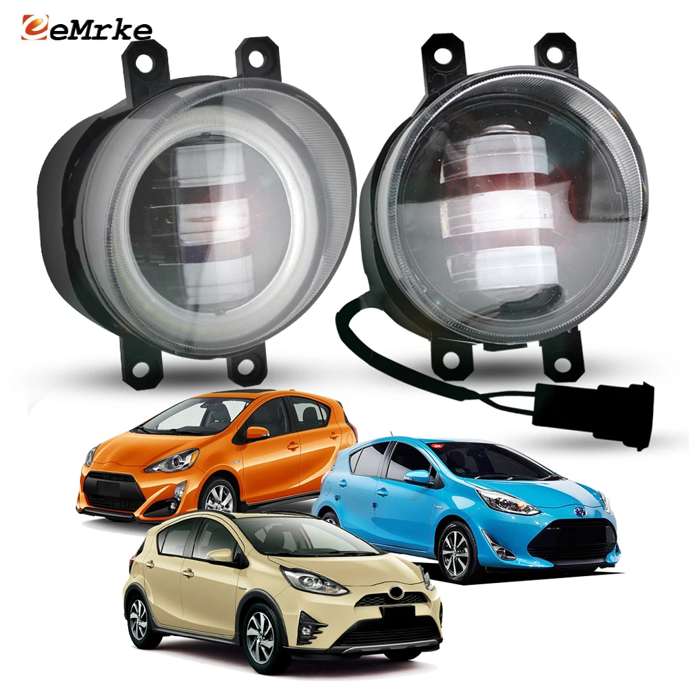 

Пара противотуманных фар Canbus с линзой, обновленное светодиодное кольцо Halo DRL Angel Eye для Toyota Aqua X-Urban 2014 2015 2016 2017 2018 2019