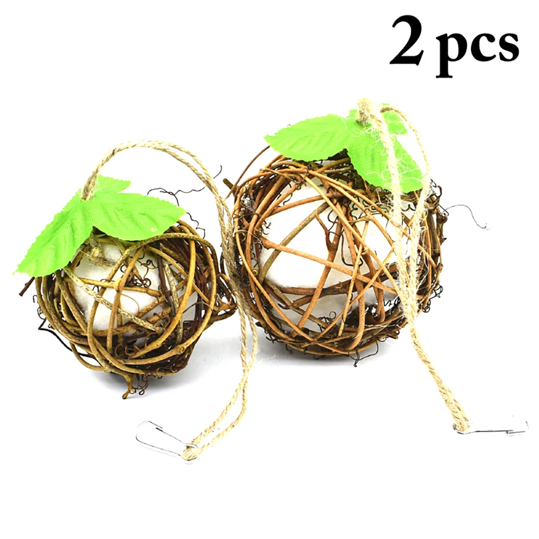 2Pcs/Set Bird Chewing Ball Hanging Vine Cotton Parrot Cage Toy Parakeets Bite Toy Bite Chewing Toy With Bells For Budgie Cage