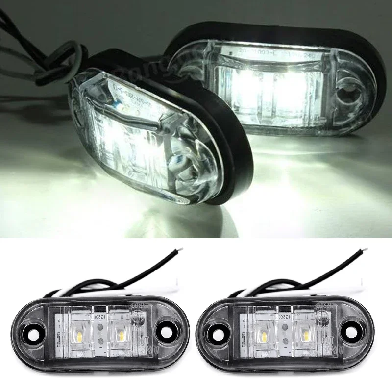 2x LED Clearance Trailer Caravan 12V White //Side Marker Lights Tail Set Waterproof Plastic Super/Durable/Best Lights