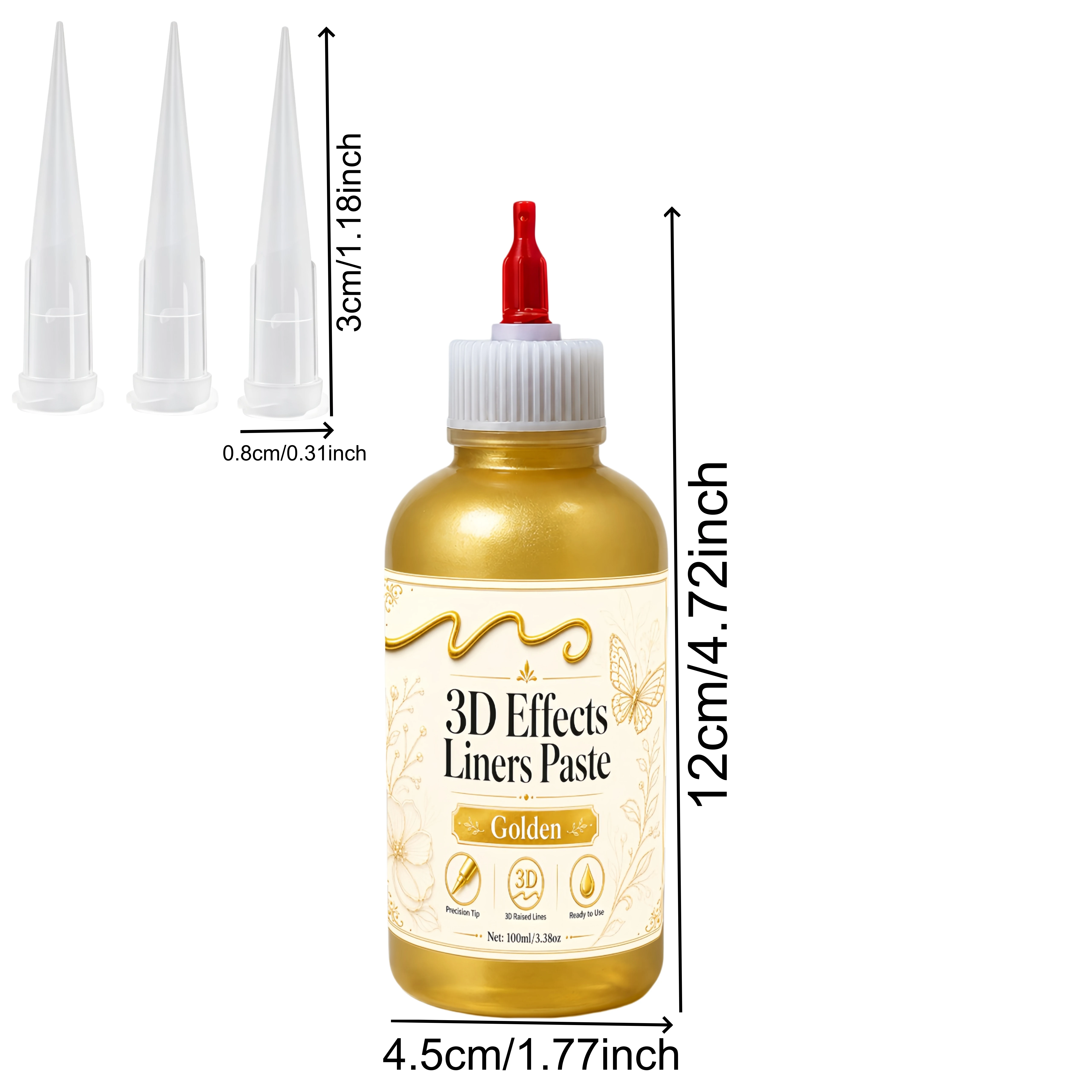 No-Need Mixing Squeeze Gel, Golden Threading Paste,Art 3D Relief Painting Squeeze Gel, Painting Material, Essential for Artists