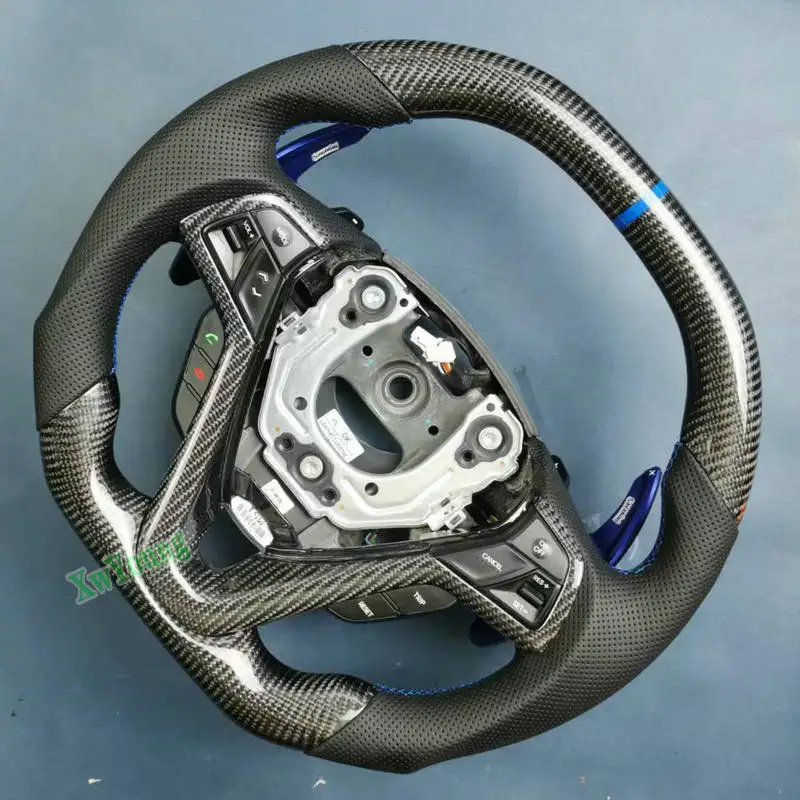 For Hyundai Veloster Customize 100% Real Carbon Fiber Leather Steering Wheel