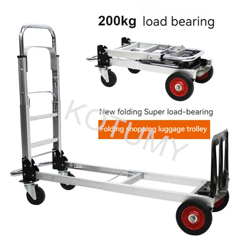 Portable Folding Cart Trolley 100kg/200kg Luggage Cart Heavy Duty Shopping Cart Hand Truck Dolly Cart With 4 Wheels