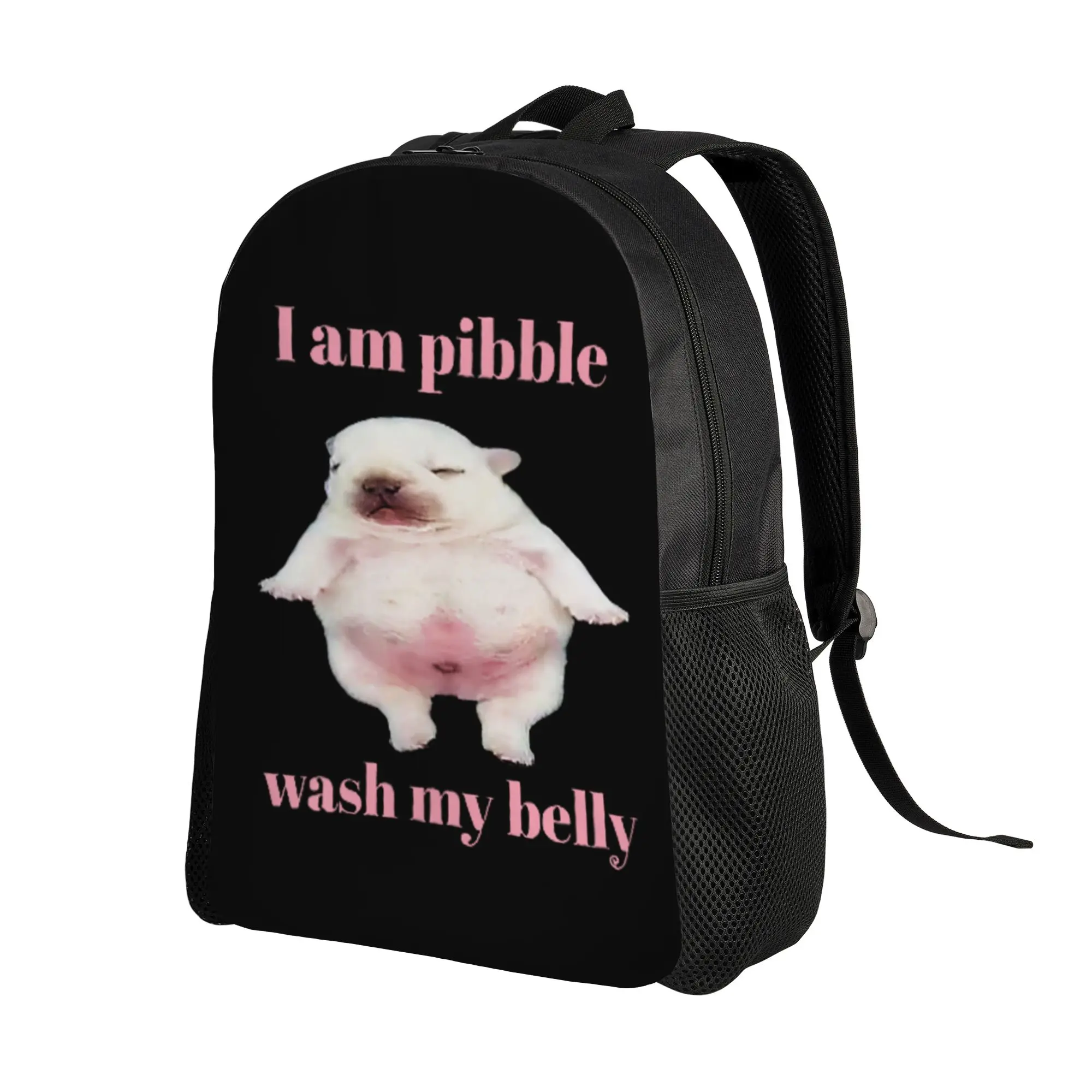 I Am Pibble Wash My Belly Pibble Meme Funny Dog Brainrot Backpack University Backpacks High Quality Soft School Bags Rucksack