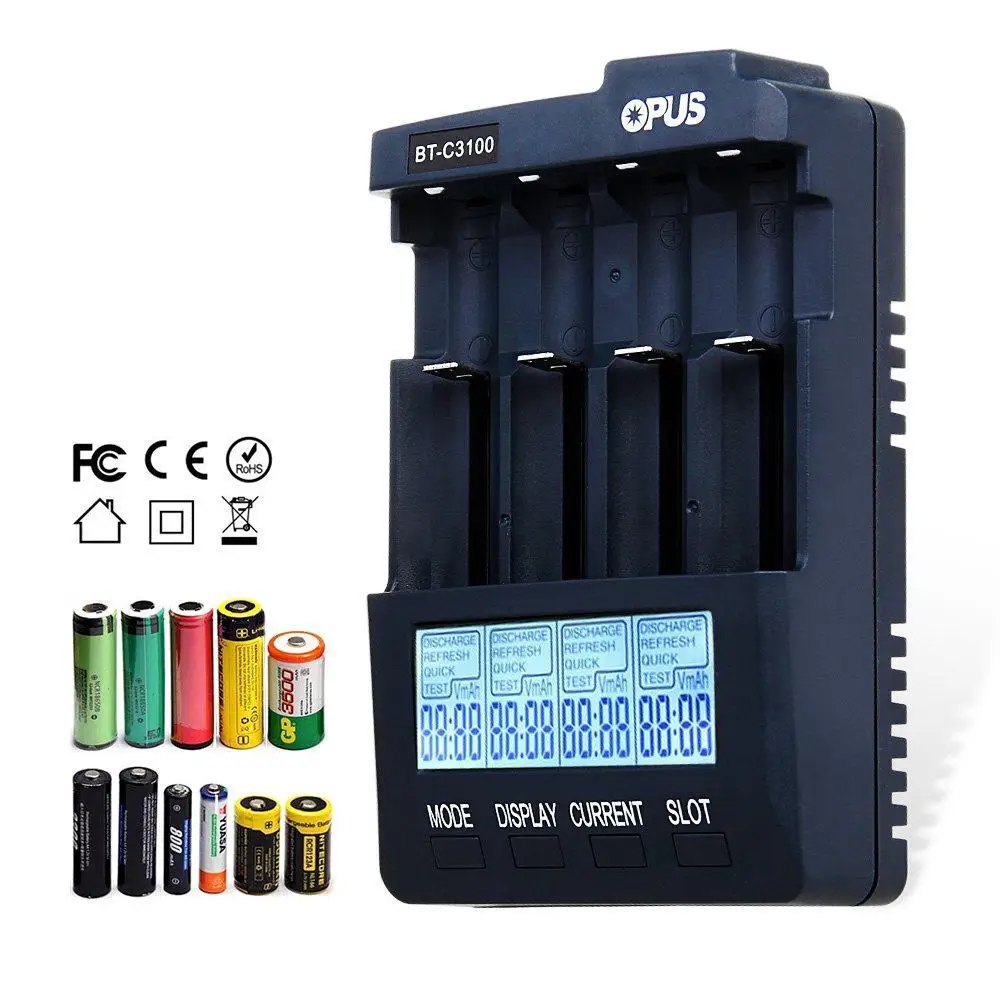 Standard Battery Charger Opus BT-C3100 V2.2 Digital Intelligent 4 Slots AA/AAA LCD Battery Charger r57 100% brand new wb