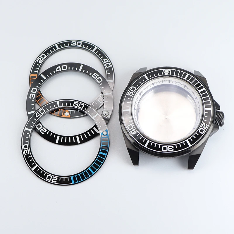43.8mm Diver Watch Case Rubber Strap Ceramic Bezel Sapphire For Modified Samurai Seiko NH35 NH36 NH38 NH34 4R36 Movt 28.5mm Dial