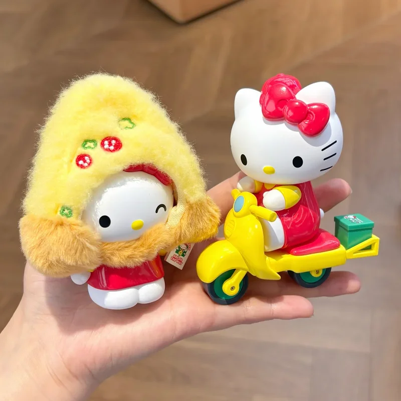 Caja Sorpresa Original de la Serie Hello Kitty Pizza Shop, Adorno de Escritorio, Regalo Popular para Niñas, Caja Misteriosa Kawaii