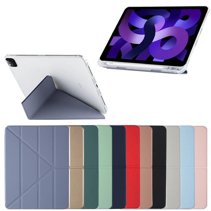 FOR ipad10.9 Transformable Y-fold protective case air5 side pen slot 10.2 TPU bottom pro12.9 leather