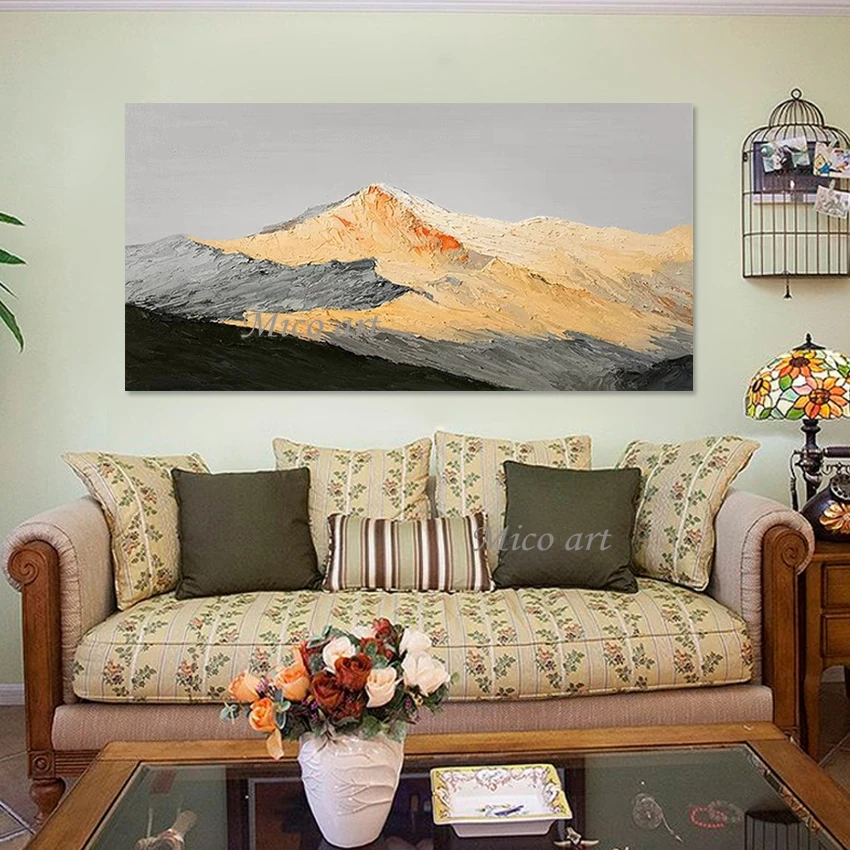 

Картина на холсте с горным пейзажем, абстрактная живопись маслом, ручная работа, современное украшение для стен комнаты
