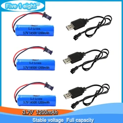 (SM plug)3.7v 1200mah 14500 Rechargeable li-ion battery For RC Stunt Dump Car C2 D828 JJRC RC Car drone Parts With Charger