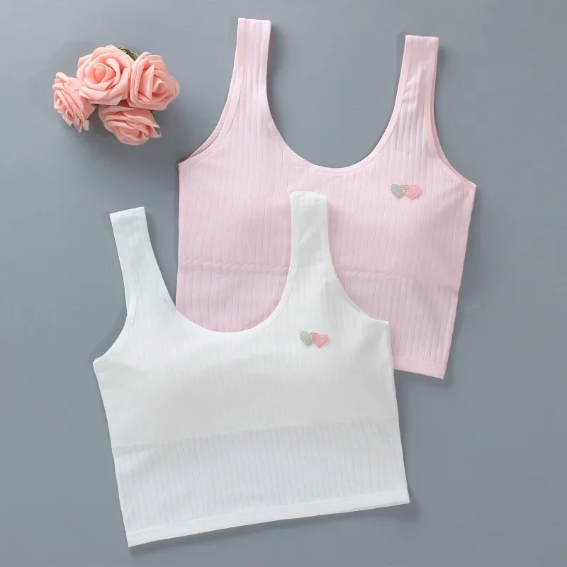 Girls' Tank Top Extended Lingerie Children's Bra Cotton Student Bra Strap Suitable for Both Internal and External Wear 8-16Y