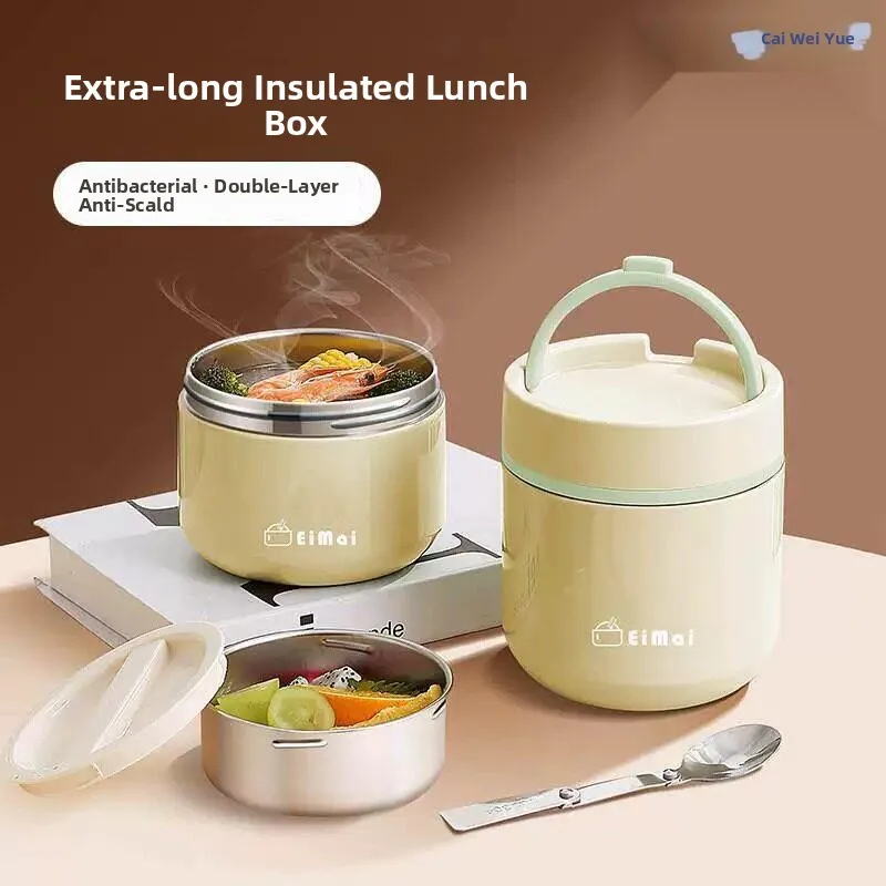 

Super Insulated Lunch Box with Lid Portable Food Container Stainless Steel Handheld Bento Box Korean Style Thermal Rice Bucket