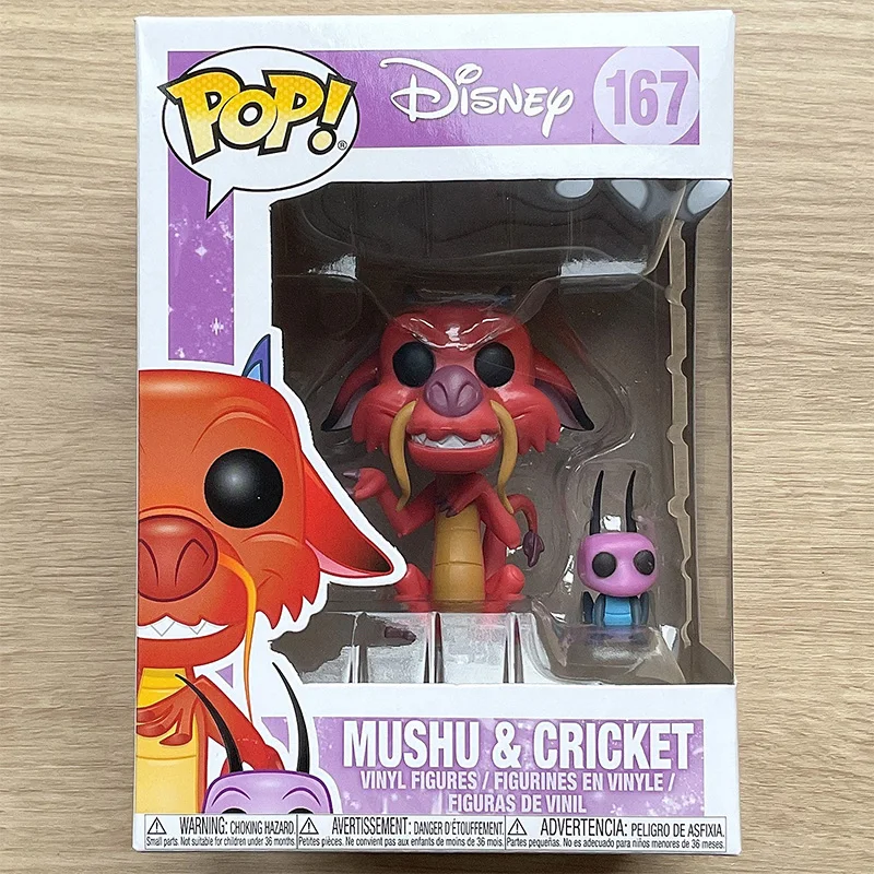 Funko Disney Pops Mulan Mushu y Cricket # 167 figuras de acción de juguete, muñecas coleccionables, regalos para niños, modelo de decoración del hogar