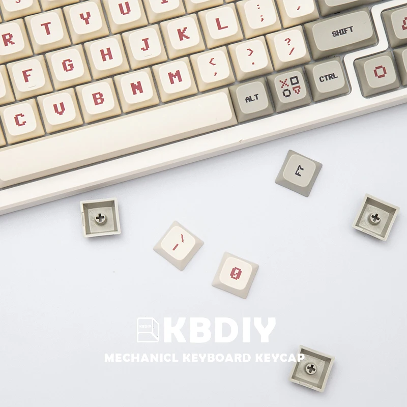 KBDiy-Tapa de tecla de perfil XDA para ordenador familiar, 143 teclas para teclado mecánico, PBT personalizado, 61, 60, juego de teclas de Anime Retro blanco