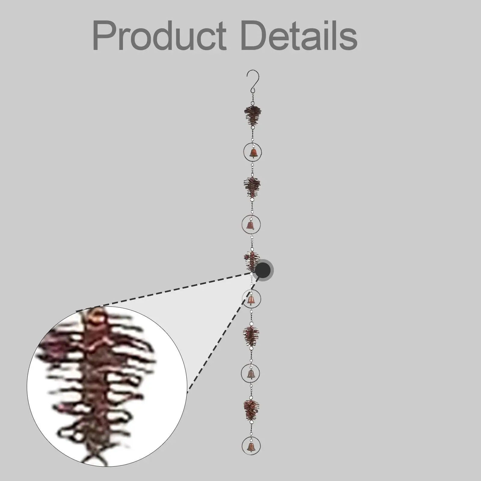 Pinecone Rain Chain Easy to Install, Practical, Drain Gutter Chain Rainwater Catcher, Rainwater Diverter for Outdoor Garden