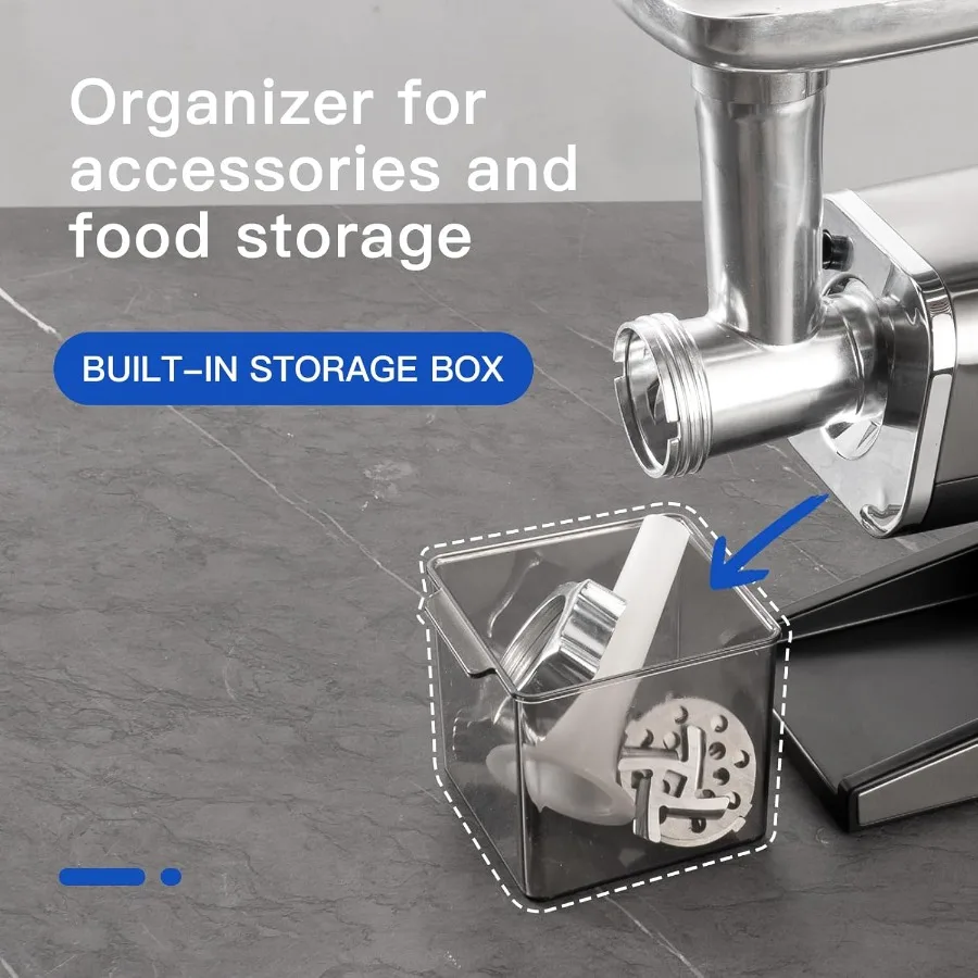 Электрическая мясорубка, мясорубка из нержавеющей стали 3000 Max с 2 лезвиями, 3 мясорубки, толкатель для еды, когти для мяса, колбаса