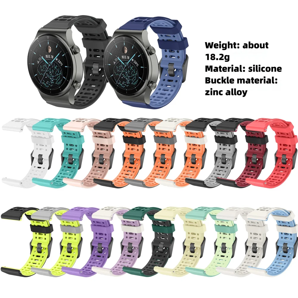 20mm 22mm Universal Watch Band with Breathable Air Hole Quick Release Waterproof Soft Silicone For Huawei Samsung  Amazfit Coros