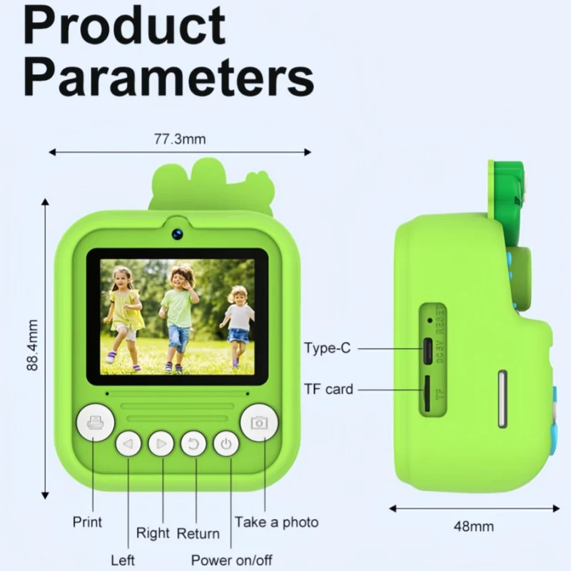 1pc caméra HD enfants dessin animé licorne impression instantanée Mini appareil photo numérique jouet console de jeu de musique