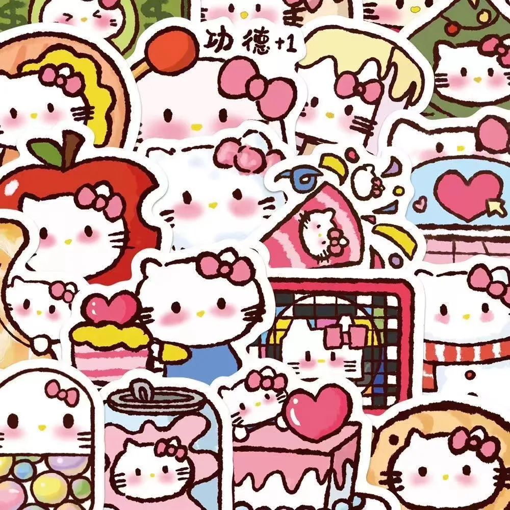 180 Food Hello Kitty Stickers, Cartoon Cute Hello Kitty, Creative DIY Decoration, Hand Account, Water Cup Stickers