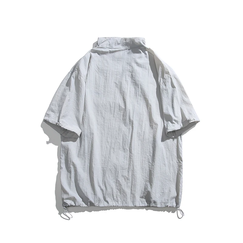 Men Summer Loose Causal Short Sleeve Outdoor Quick Dry Zipper Shirts Cityboy Gril Streetwear Cargo Shirts Women Blouse