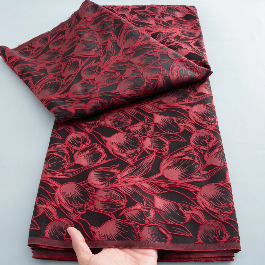 

Красная французская жаккардовая кружевная ткань из брокада, высококачественная, 5 ярдов, 2026, африканская нигерийская органза, кружевная ткань для пошива женских платьев