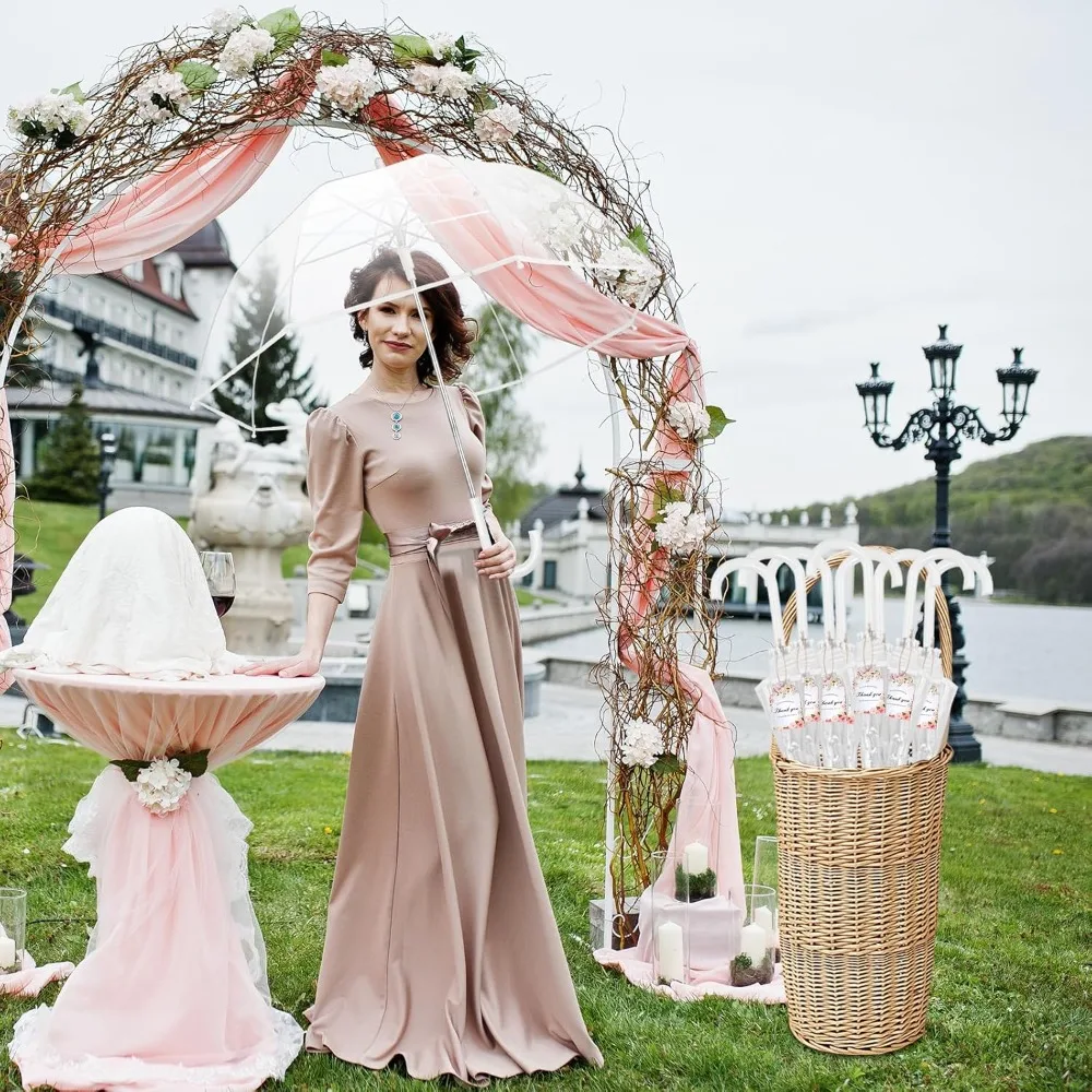 Ombrelli da matrimonio trasparenti sfusi con manici per bastoncini, bomboniere per ospiti, biglietti di ringraziamento e corda: ideali per matrimoni e regali all'aperto