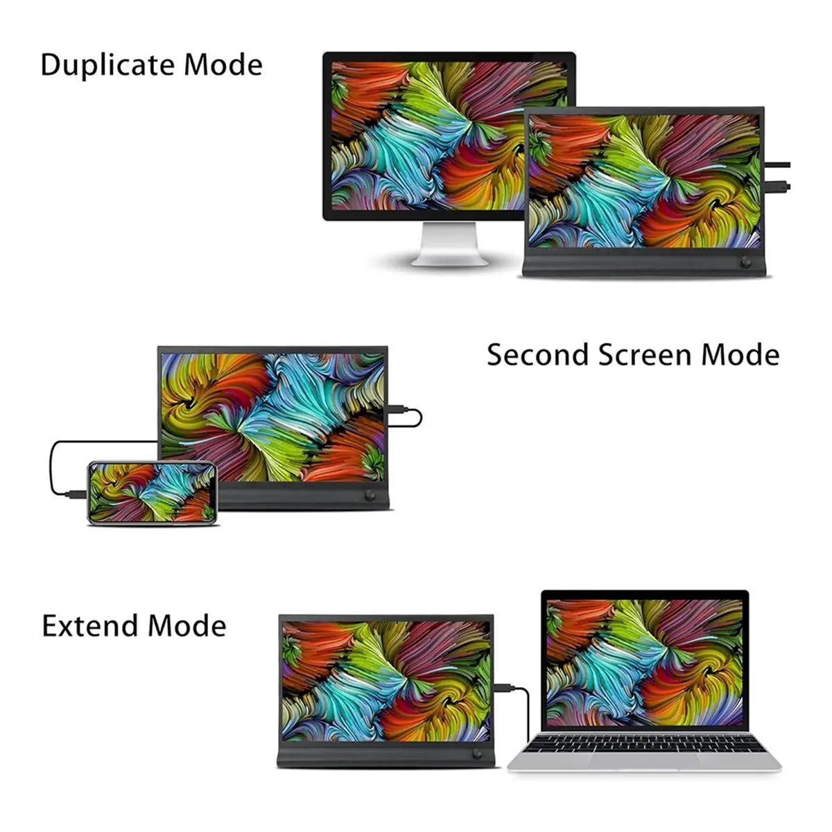 Punctual- 15.6 Inch EM1561 Laptop Portable Monitor, External Second Monitor ,Plug and Play, for Laptop Notebook