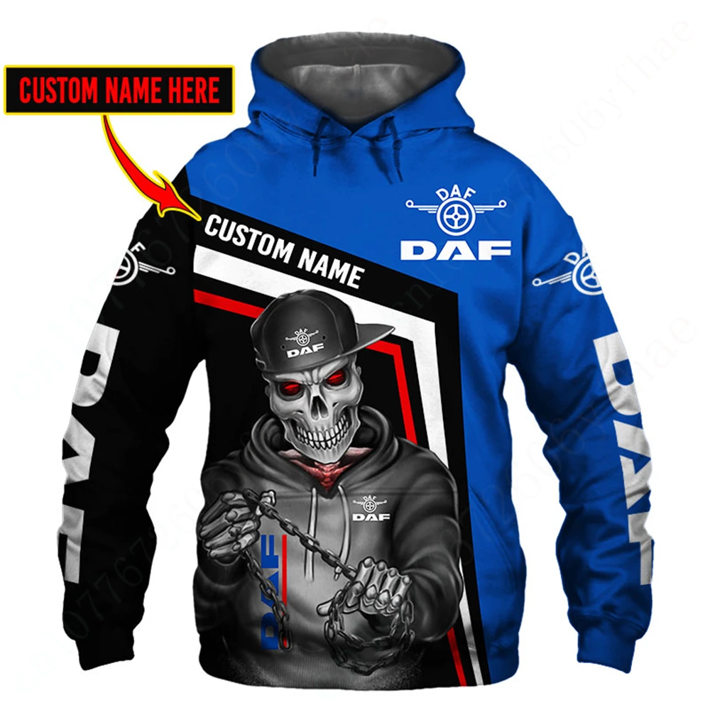 DAF hoodie kasual untuk pria wanita, Hoodie cetak 3D Harajuku Anime Zip, pakaian Pullover atasan uniseks