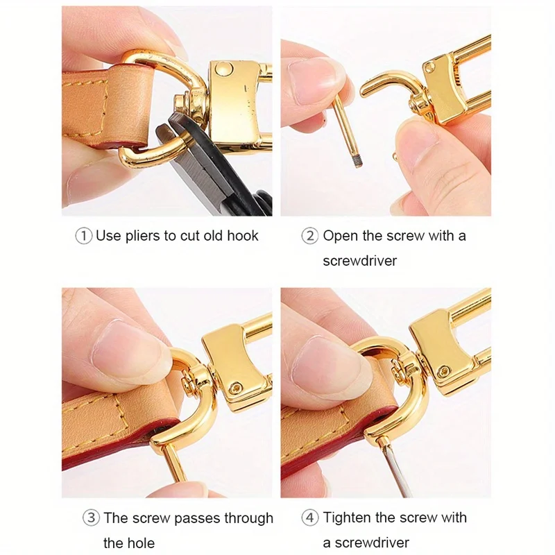 2PCS 13/16/19/25/32/38mm Metal Removable Hook Trigger Clip Belt Buckle Hook Easy Repair Leather Craft Bag Belt Screw Carabiner