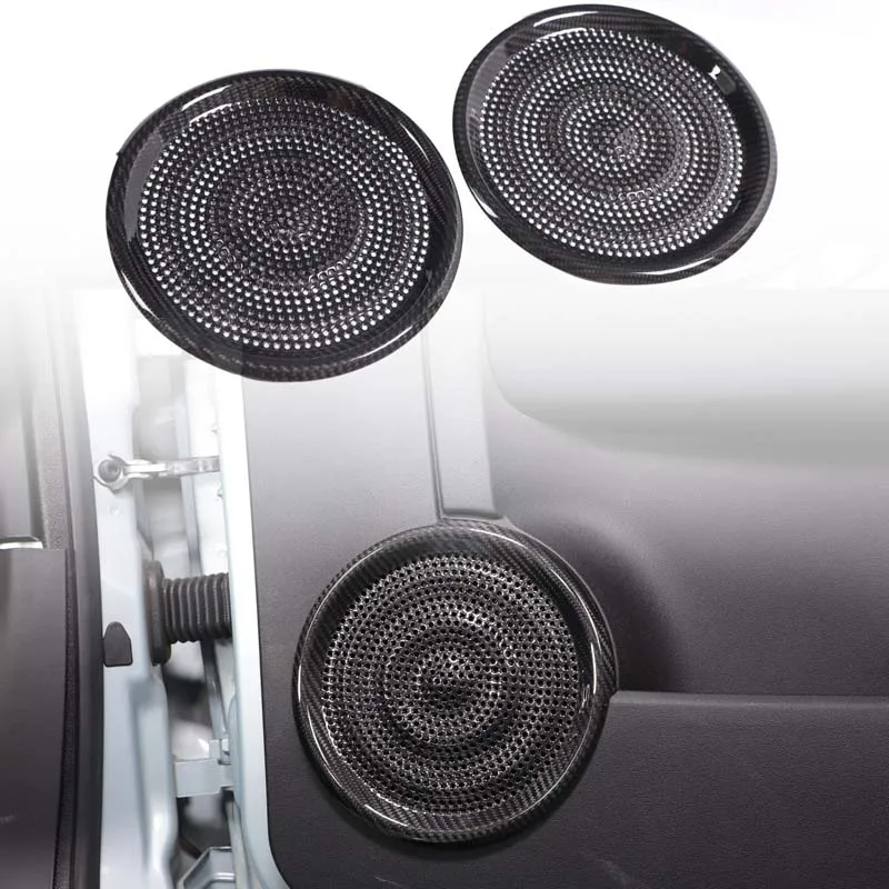 Real Hard Carbon Fiber For Fiat 500 2016-2025 Front Door Horn Audio Sound Loudspeaker Grid Cover Sticker Trim Accessories