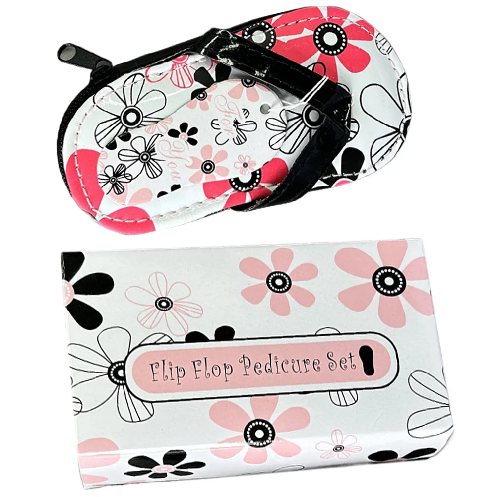 1 セット花柄スリッパ爪切りミニマニキュアセットステンレス鋼ネイルケアキット女性のためのポータブルマニキュアツール