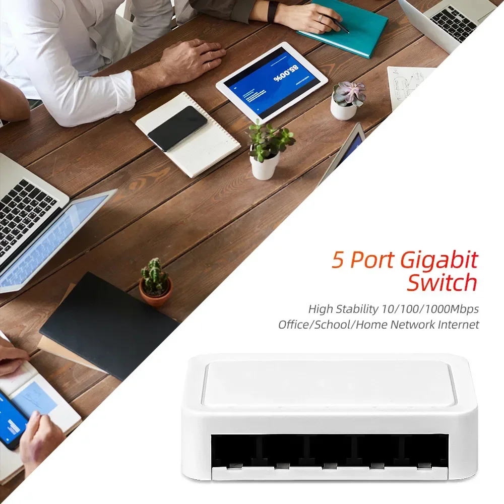 

10/100 / 1000Mbps Mini Gigabit Network Switch 5 Port Ethernet Switch Internet Splitter Desktop RJ45 Hub