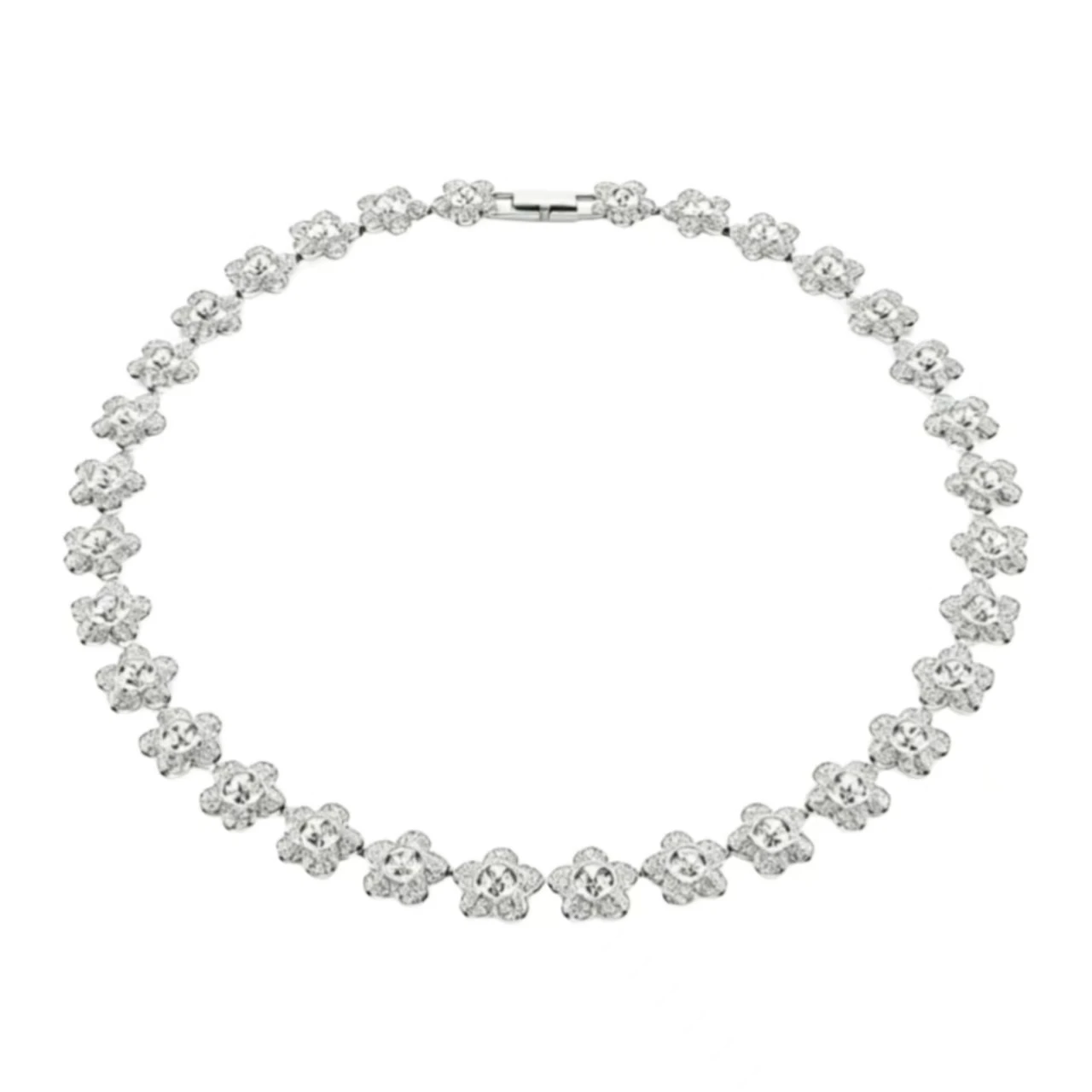 High-quality Classic Floral Zircon Necklace, Bracelet, and Stud Earrings Set, S925 Silver, Gift, Party, Couple, Anniversary
