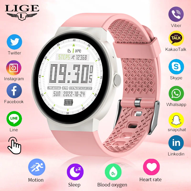 

LIGE 2026 Smart Watch Women Bluetooth Call Custom Dials Watches Blood Oxygen Monitor Sport Fitness Men Smartwatch Ladies