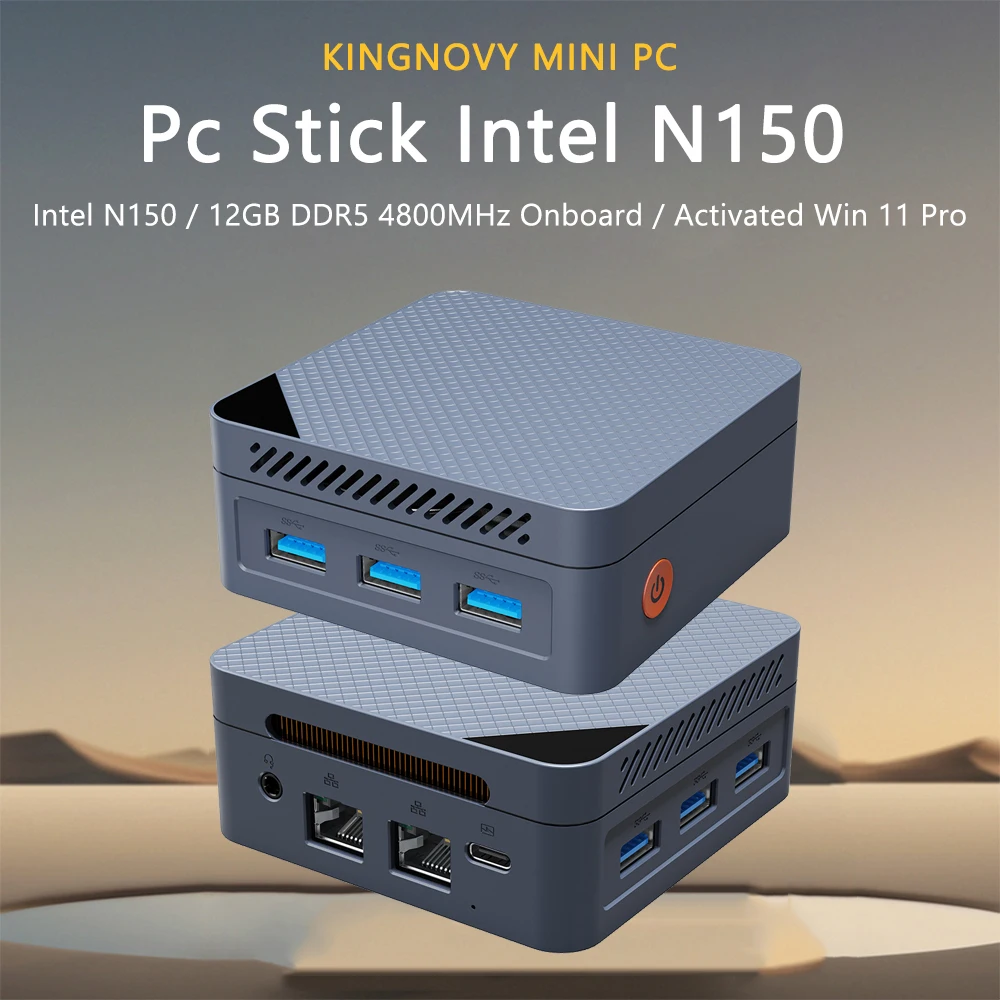 كمبيوتر صغير منشط Windows 11 Pro Twin Lake Intel N150 12GB DDR5 4800MHz Nuc Micro Pc مع شاشة 4 * HDMI 2.0 DP Type-C مزدوجة Rj45