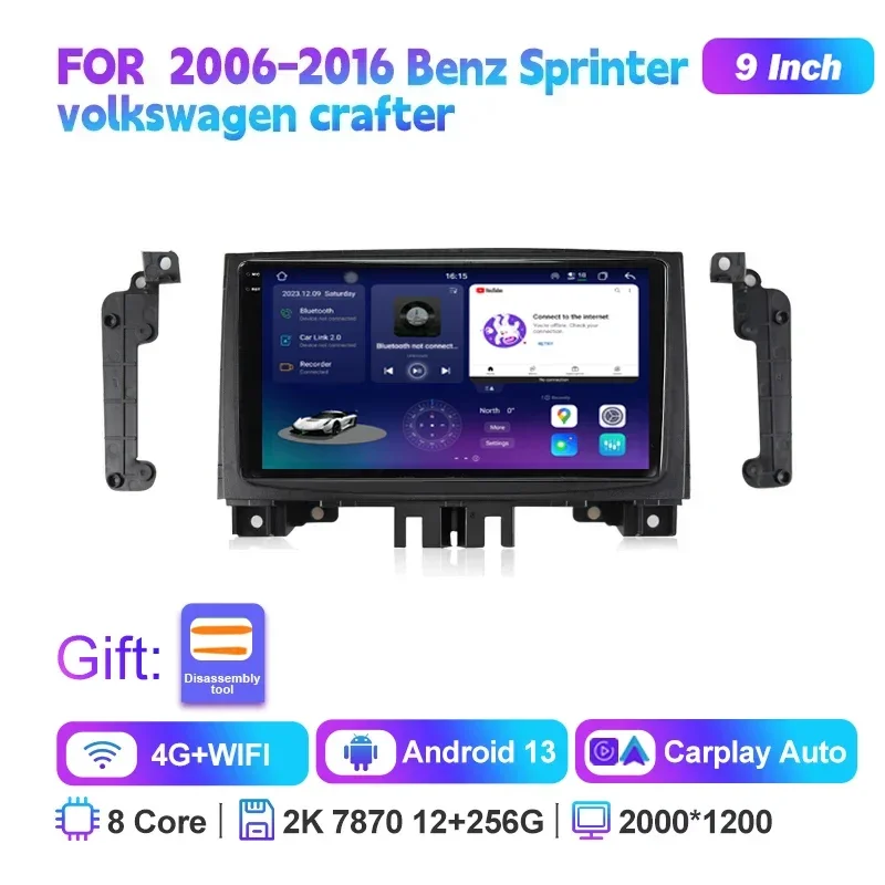 カーラジオAndroid13,マルチメディアプレーヤー,GPS,2DIN,メルセデス