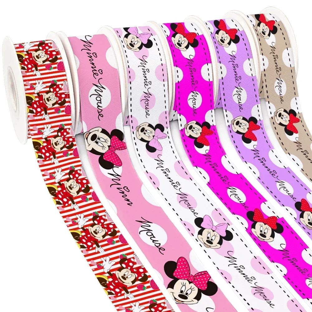 

Disney Cute Minnie Mickey Cartoon Printed for Wrap Gift Hairbow Cartoon Grosgrain Ribbon 10 Yards