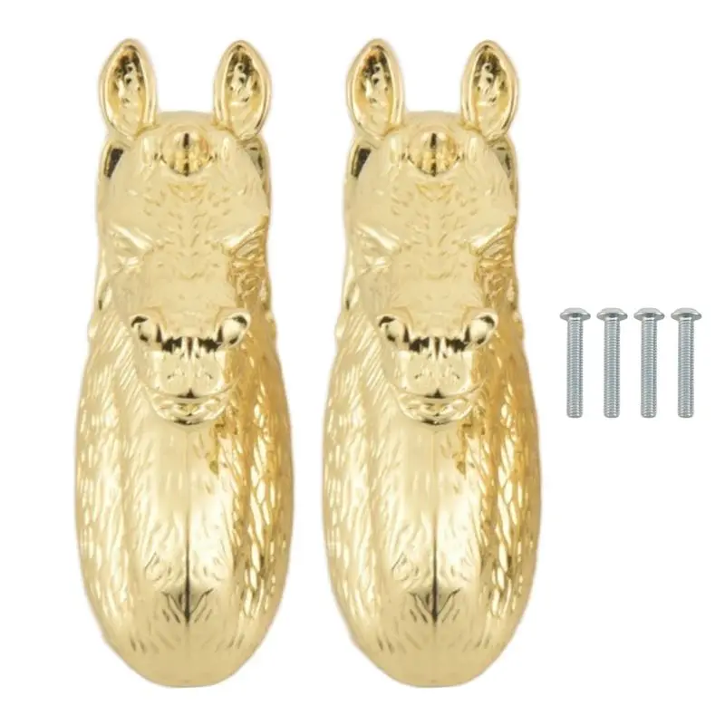 

ABGH-2PCS Антикварные дверные ручки в виде головы лошади, из цинкового сплава, для шкафов, с винтами