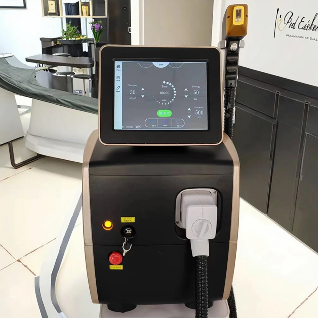 Mesin Laser Penghilang Rambut Dioda Es Platinum Titanium 3 Panjang Gelombang 808 Alat Penghilang Rambut Penghilang Rambut Tanpa Rasa Sakit 808 755 1064