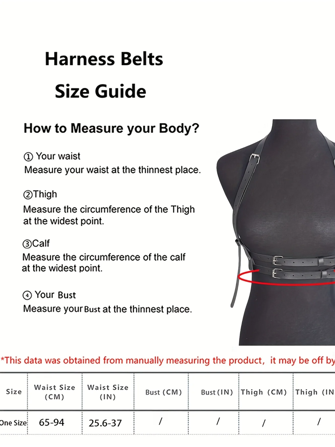حزام قفص الجسم من جلد البولي يوريثان الأسود للنساء - حزام خصر فاسق قابل للتعديل مع تفاصيل إبزيم #5