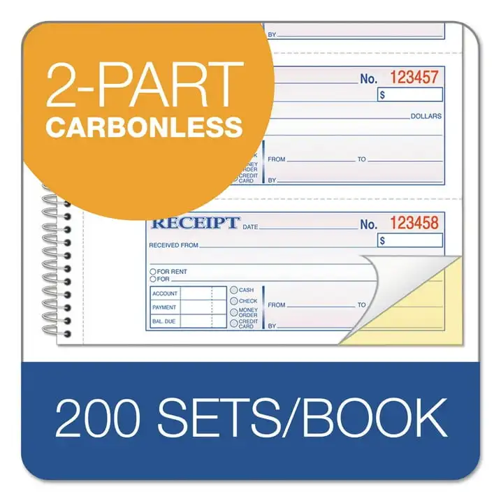 Cardinal Tops Money/Rent Receipt Book, 7 1/8" x 2 3/4", 2-Part Carbonless, 200 Sets per Book