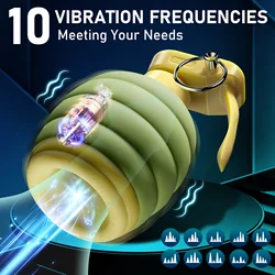 10 Modes Vibrating Masturbator Vagina Cup For Men Dick Vacuum Trainer Cock Blowjobs Massager Glans Stimulator Adult Sex Toys