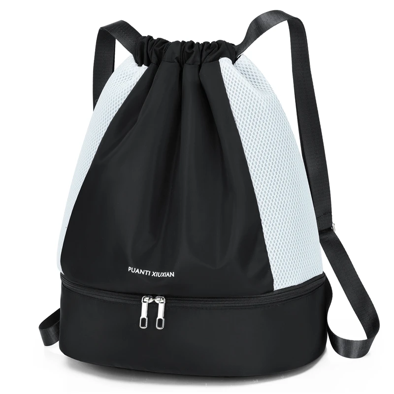 Lightweight Durable Oxford Drawstring Backpack Casual Fitness Gym Bag with Shoes Compartment Fashionable School Sports Bag