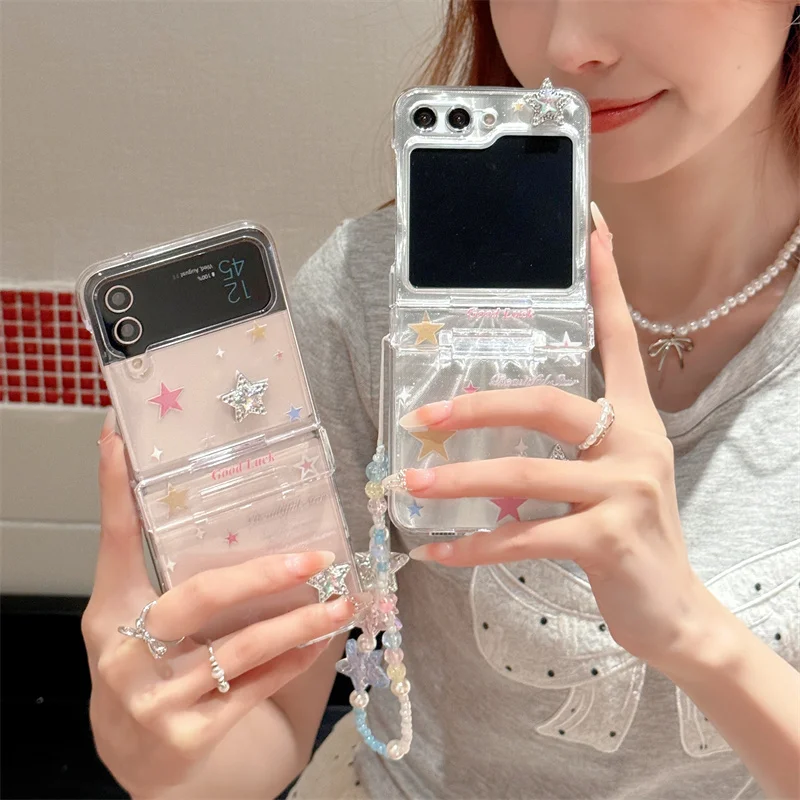 Прозрачный противоударный чехол-книжка для Samsung Galaxy Z Flip 3 4 5 Z Flip5 ZFlip5