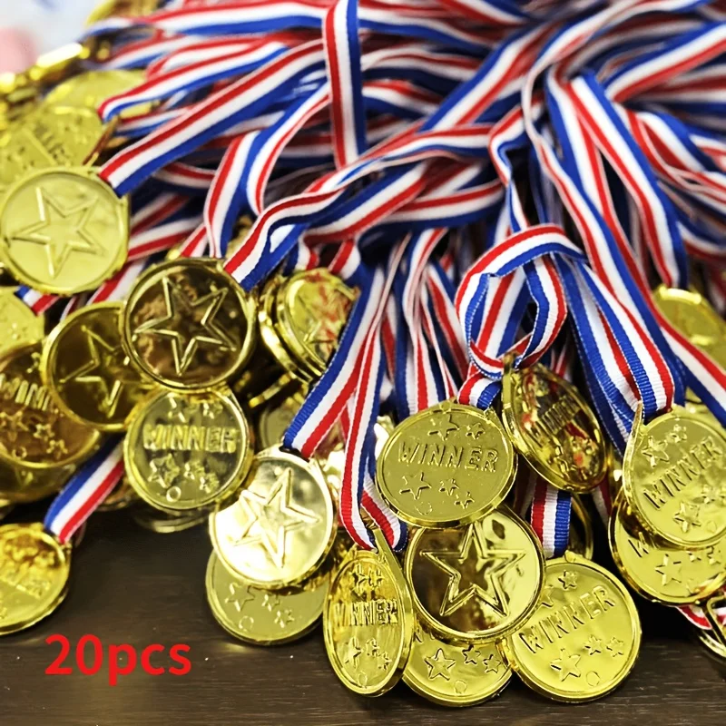 Medallas de Oro (10/20 Unidades) para Niños, Premios Deportivos, Juguetes, Recuerdos de Fiesta de Cumpleaños, Relleno de Piñata, Regalos de Carnaval