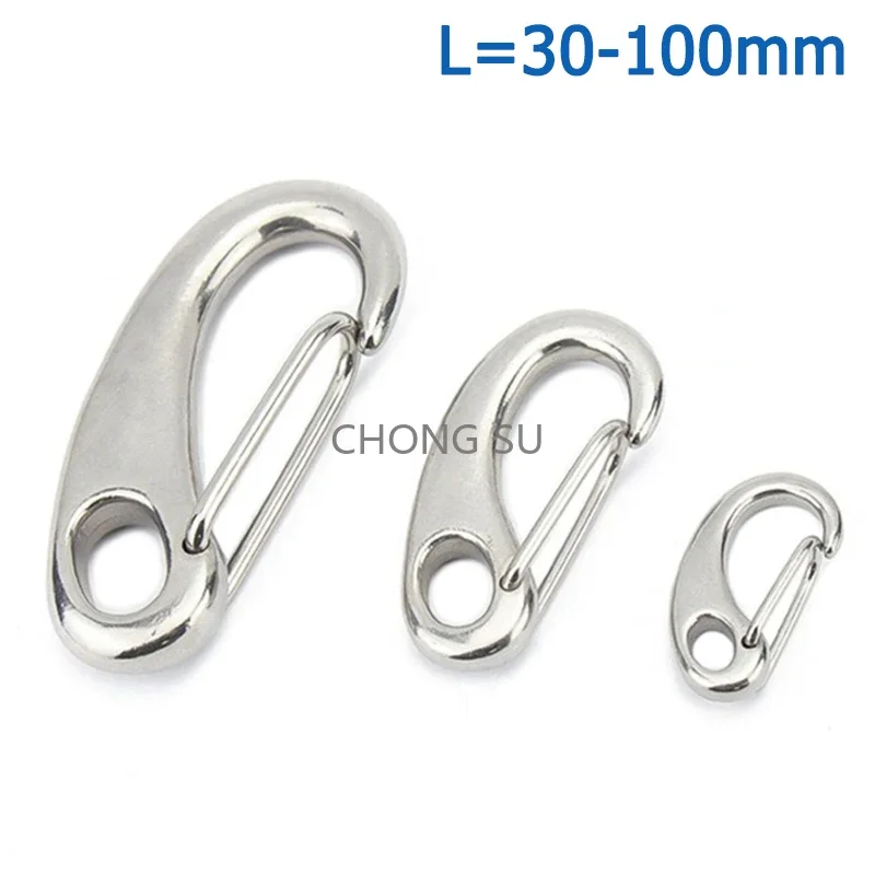 

1-10 шт. длина 30/40/50/70/100 мм из нержавеющей стали 304, форма яйца, пружинный карабин, зажим для троса, быстрое соединение, карабин, лодка, морской