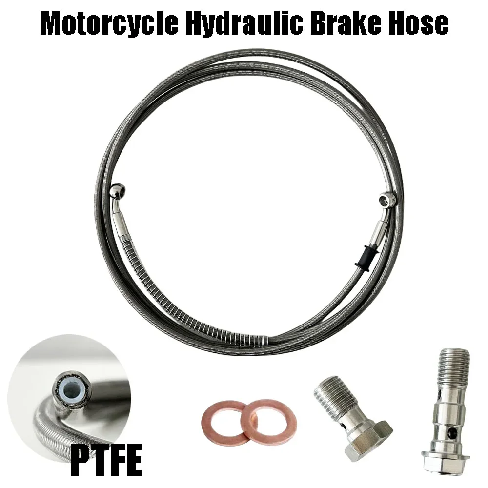 

Motorcycle Hydraulic Brake Hose Line PTFE Braided Cable 28 degre10mm Banjo Caliper Bolt Hydraulic Clutch Screw M10x1.0orM10x1.25