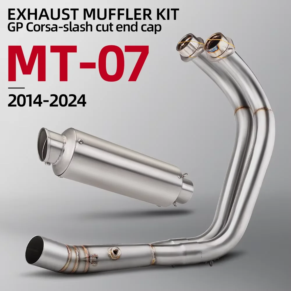 

Motorcycle Exhaust Escape Full System Front Middle Link Pipe with Carbon Fiber Muffler For YAMAHA MT07 FZ07 2014-2024