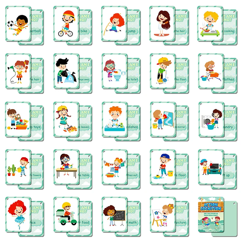 50Pcs/Set Cognition Learning Card Funny Memory Flash Cards Early Education Educational Toys For Children Kids